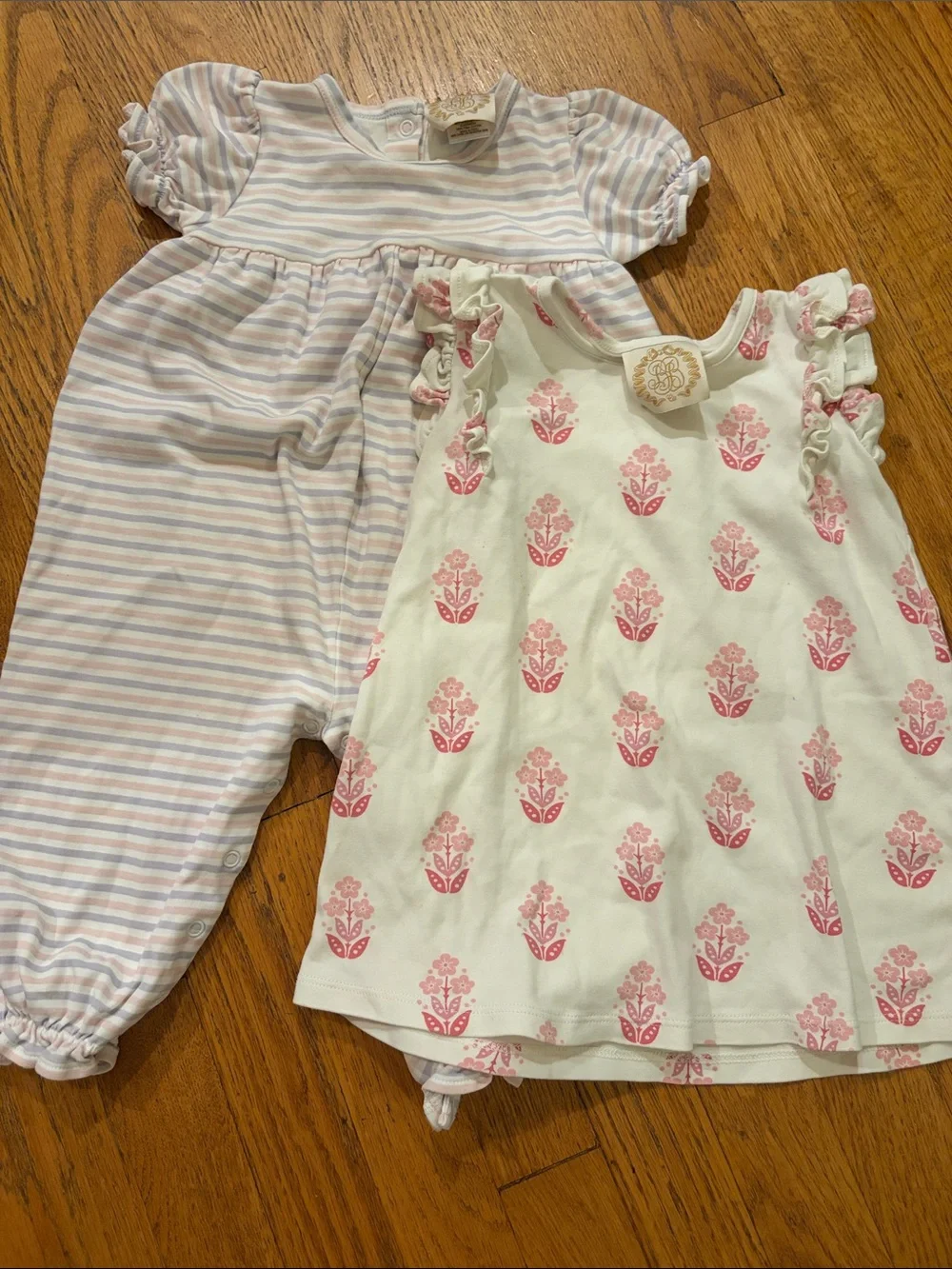 The Beaufort Bonnet Company Pink & White Floral Romper and Dress Set